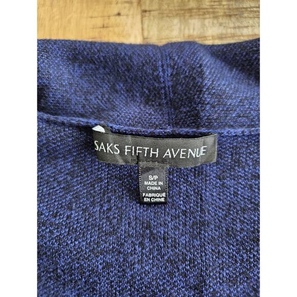 Saks Fifth Ave Open Heavy Duster Cardigan Women's Size S Blue/Black Luxury - Picture 6 of 9